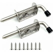 Lot de 2 verrous à ressort en acier inoxydable pour porte de garage, abri de jardin, cour, poulailler (128 mm)