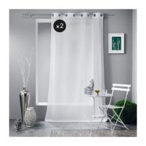 Lot de 2 voilages 140 x 240 cm polycoton uni Mitsy Blanc