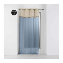 Lot de 2 voilages 140 x 240 cm voile sablé + jute Greenybel Bleu