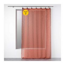 Lot de 2 Voilages à anneaux 140 x 240 cm voile tissé Linka Terracotta