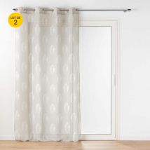 Lot de 2 voilages a oeillets 140 x 240 cm effet lin tissé imprimé Indila Beige