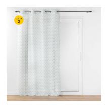 Lot de 2 Voilages art déco a oeillets 140 x 240 cm metallisé Lorea Sauge