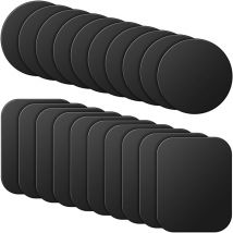 Lot de 20 autocollants en plaque métallique auto-adhésive pour support de voiture magnétique, plaques en fer, support de téléphone, plaques