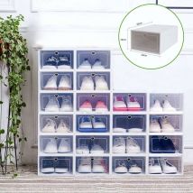 Lot de 20 boîtes à chaussures transparentes empilables pour ranger magazines, livres, chaussures (33 x 23 x 14 cm)