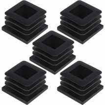 Lot de 20 bouchons carrés en plastique de 2,5 cm - Noir,