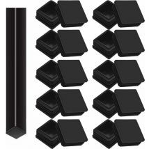 Lot de 20 Bouchons tubulaires carrés, 40 x 40 mm, Bouchons à lamelles pour Tubes carrés, Capuchons de Pieds en Plastique, pour Table, Chaise et Pieds