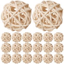 Feiyue - Lot de 20 boules de rotin en osier naturel pour remplissage de vase, boules de rotin pour projet d'artisanat, boules de rotin d'aromathérapie