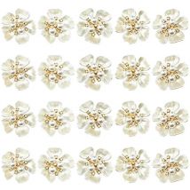 Lot de 20 boutons à dos plat en perles et strass pour décoration de chaussures