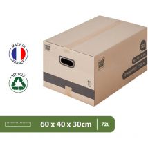 Pack And Move - Lot 40 cartons déménagement m - 60 x 40 x 30 cm - Poignées renforcées - 2 adhésifs offerts