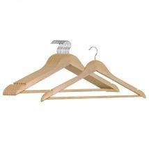 Lot de 20 cintres 45 cm pour vêtements adulte avec crochet pivotant à 360° - Bois clair Vivezen