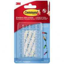 Command - Lot de 20 Clips transparents pour câble avec languettes adhésives Déco clip