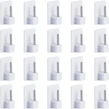 Lot de 20 crochets auto-adhésifs pour tringle à rideau, tringle télescopique, tringle à rideau sans perçage, supports de rideau