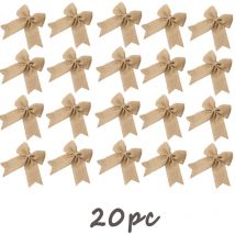 Lot de 20 nœuds décoratifs en toile de jute pour décoration de Noël, nœuds décoratifs, petits nœuds en lin faits à la main pour décoration d'arbre de