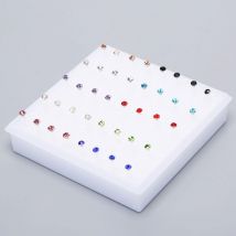 Lot de 20 paires de boucles d'oreilles à tige en strass