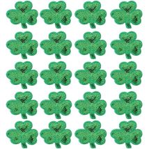 Lot de 20 patchs à paillettes pour vêtements de la Saint-Patrick, accessoires pour vêtements, patchs en forme de trèfle (vert)