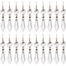 Lot de 20 pendentifs en cristal transparents en forme de larme pour lustre, guirlandes de perles suspendues, idéal pour mariage, maison, décoration