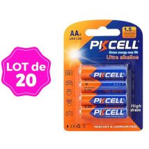 Lot De 20 Piles Aa Lr6 Ultra Alcaline Pkcell 1.5v