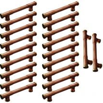 Arcanaute - Lot de 20 - Poignée Matière Cuivre Laiton en Té Entraxe 96 mm Ø12