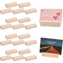 Shining House - Lot de 20 porte-cartes rectangulaires en bois pour mariage, fête, numéro de table, porte-cartes de table, porte-photos, photos,