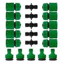 Lot de 20 Raccords d'arrosage Rapides Ensemble pour Tuyau d'arrosage, 10x 1/2' Tuyau Rapides Raccord, 5x Double connecteur, 5x Connecteur Nez de