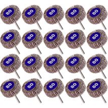 Lot de 20 Roue à Lamelles Grain 80, Papier Abrasif Roue de Polissage Roue à Lamelles Dremel 10mm