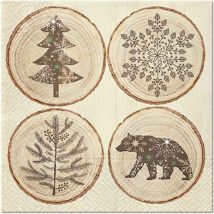 Lot de 20 serviettes en papier Rondelles de bois