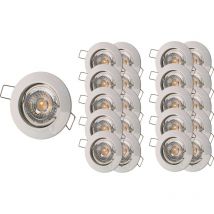 Lot de 20 Spot encastrable fixe led blanc avec ampoule gu10 7w 38° blanc chaud