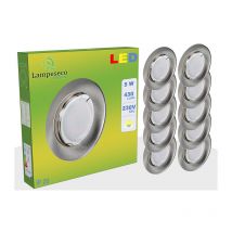 Lot de 20 Spot Led Encastrable Complete Alu Brossé Lumière Blanc Neutre 5W eq.50W ref.787