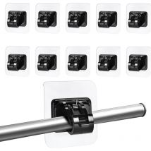Lot de 20 supports de tringle à rideau noirs sans perçage, supports de tringle à rideau auto-adhésifs transparents, crochets de tringle à rideau