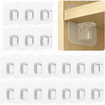 Lot de 20 supports muraux adhésifs sans perforation - Support mural fixe - Planches de support triangulaires