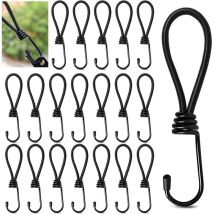 Lot de 20 tendeurs élastiques avec crochets, crochet tendeur élastique court 15 cm, cordons élastiques avec crochets, tendeur élastique pour fixation