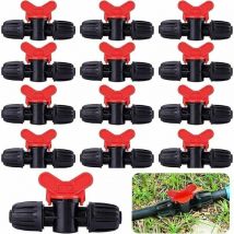 Lot de 20 vannes goutte-à-goutte en pe de 16 mm avec raccord de verrouillage à ardillon - Active/désactive le débit d'eau.