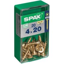Boîte 20 unités. vis a bois Spax cab. plat yellox 4.0x20mm Spax