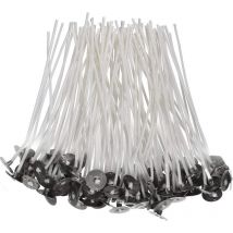 Lot de 200 mèches de bougie pré-cirées de 15 cm, mèches de bougie naturelles pour la fabrication de bougies