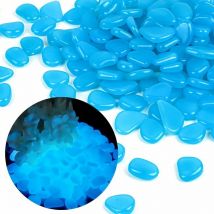 Lot de 200 pierres lumineuses bleues - 200 pièces - Pierres décoratives pour le jardin,les routes,la Décoration en plein air,les aquariums,les allées