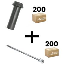 Sixbox - Lot de 200 supports de rail ob 83mm + 200 vis bois Ø5,0x110 tête fraisée tx