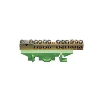 Borne en laiton 1x25² 5x10² 5x16² avec base de montage. Couleur: vert Hager KM11B