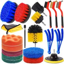 Lot de 21 Brosses de Nettoyage pour Perceuse de Voiture - 3 Petites Brosses Métalliques pour le Marbre