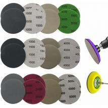 Lot de 24 Disques de Ponçage, Rond Papier de Verre, 75mm Disques Abrasifs Auto-Agrippants, Disques Abrasif de Ponçage Humide et Sec