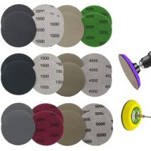 Lot de 24 Disques de Ponçage, Rond Papier de Verre, 80mm Disques Abrasifs Auto-Agrippants, Disques Abrasif de Ponçage Humide et Sec