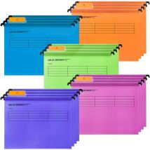 Lot de 24 dossiers suspendus A4 en polypropylène avec onglets et inserts pour cartes pour l'organisation du bureau, le travail à domicile (couleur