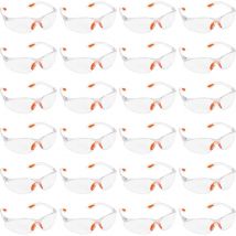 Lot de 24 Lunettes de Sécurité Transparentes - Lunettes de Protection avec Verres en Plastique, Pont-de-Nez et Embouts de Branches en Caoutchouc pour