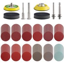 Lot de 240 disques abrasifs de 50mm pour perceuse meuleuse outils rotatifs avec 2 plaques d'appui de 6,35 mm, 6,35 mm, patins de ponçage avec grain