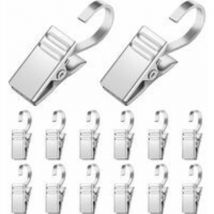 Lot de 25 pinces à rideaux Clips en métal pour draperie avec crochet pour rideau de douche Clips en métal pour rideau de douche Argent