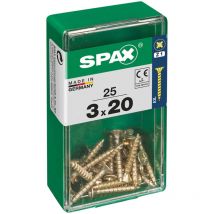 Boîte 25 unités. vis a bois Spax cab. plat yellox 3.0x20mm Spax