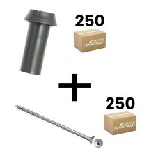 Lot de 250 supports de rail ob 63mm Sixbox 250 vis bois Ø5,0x90 tête fraisée tx Sixbox