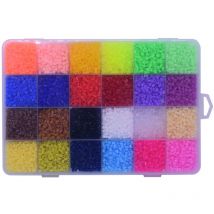 Feiyue - lot de 2,6 mm, 24 couleurs, perles à fusible, plateau de perles, perles de bricolage, perles faites à la main, kit de perles de puzzle pour