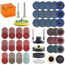 Pnuaticm - Lot de 270 disques abrasifs de 5,1 cm Lot de patins pour perceuse, meuleuse, outils rotatifs avec tige de 0,3 cm et 0,6 cm, inclus grain