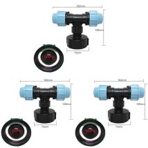 Lot de 3 Adaptateur de réservoir ibc S60 x 6 - Raccord en t pour raccord de tuyau d'eau - Sortie en t (sortie en té 25mm)