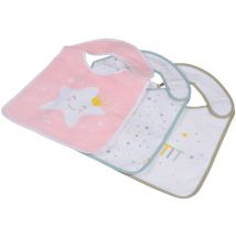Lot de 3 bavoirs étoile à scratch Rose Clair 23x35 cm